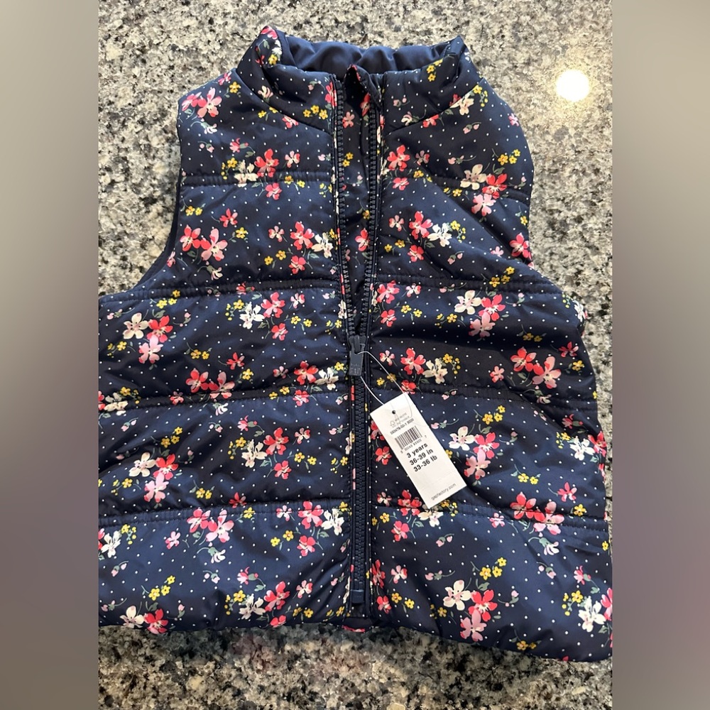 Toddler Floral ColdControl Water Resistant Print Puffer Vest, Size 3T